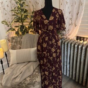 Floral Burgundy Dress